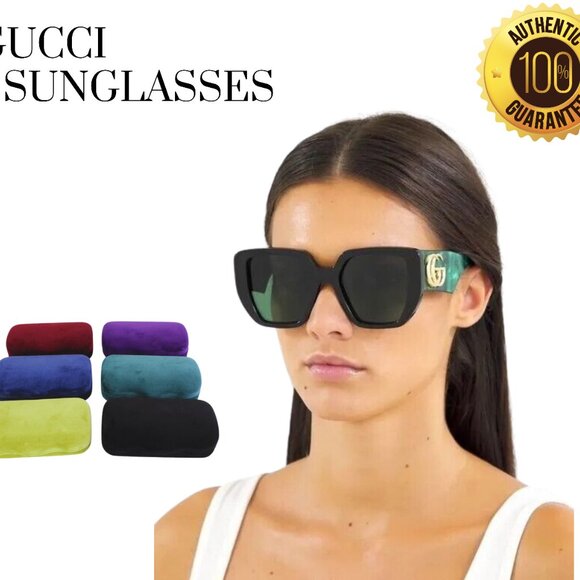 Beautiful Gucci Lens Oversized Sunglasses for Women  Marble green & black - Picture 3 of 4